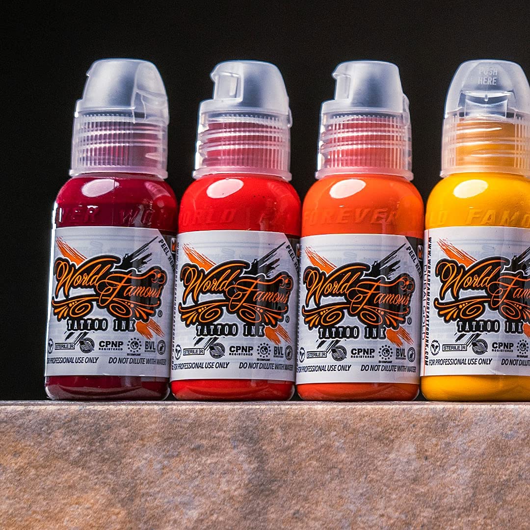 World Famous Tattoo Ink - 12 Primary Color Kit #3 (1 oz each) with White Ink