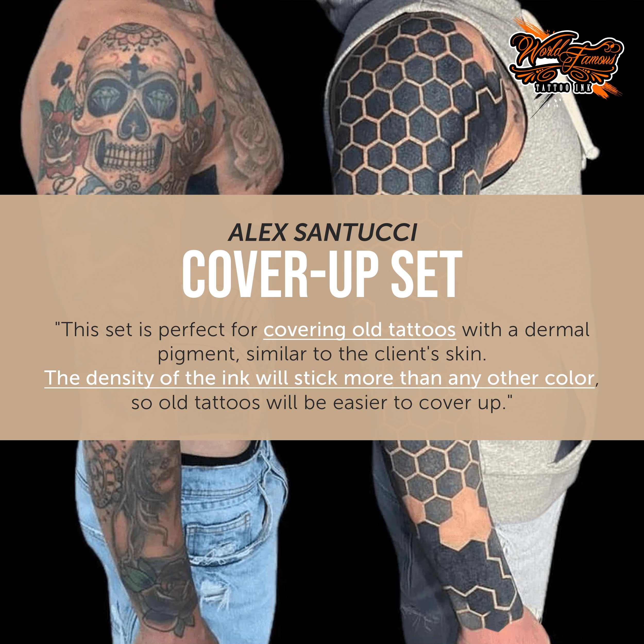 World Famous Tattoo Ink Skintone 4-Count Set – 4 x 1oz Skin Tones for Cover-Ups