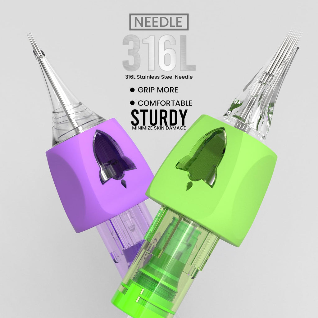 Wormhole Tattoo Cartridge Needles 20pcs Mixed Sizes – Finger Ledge, 1003RL 1005RL 1005RM 1007RM