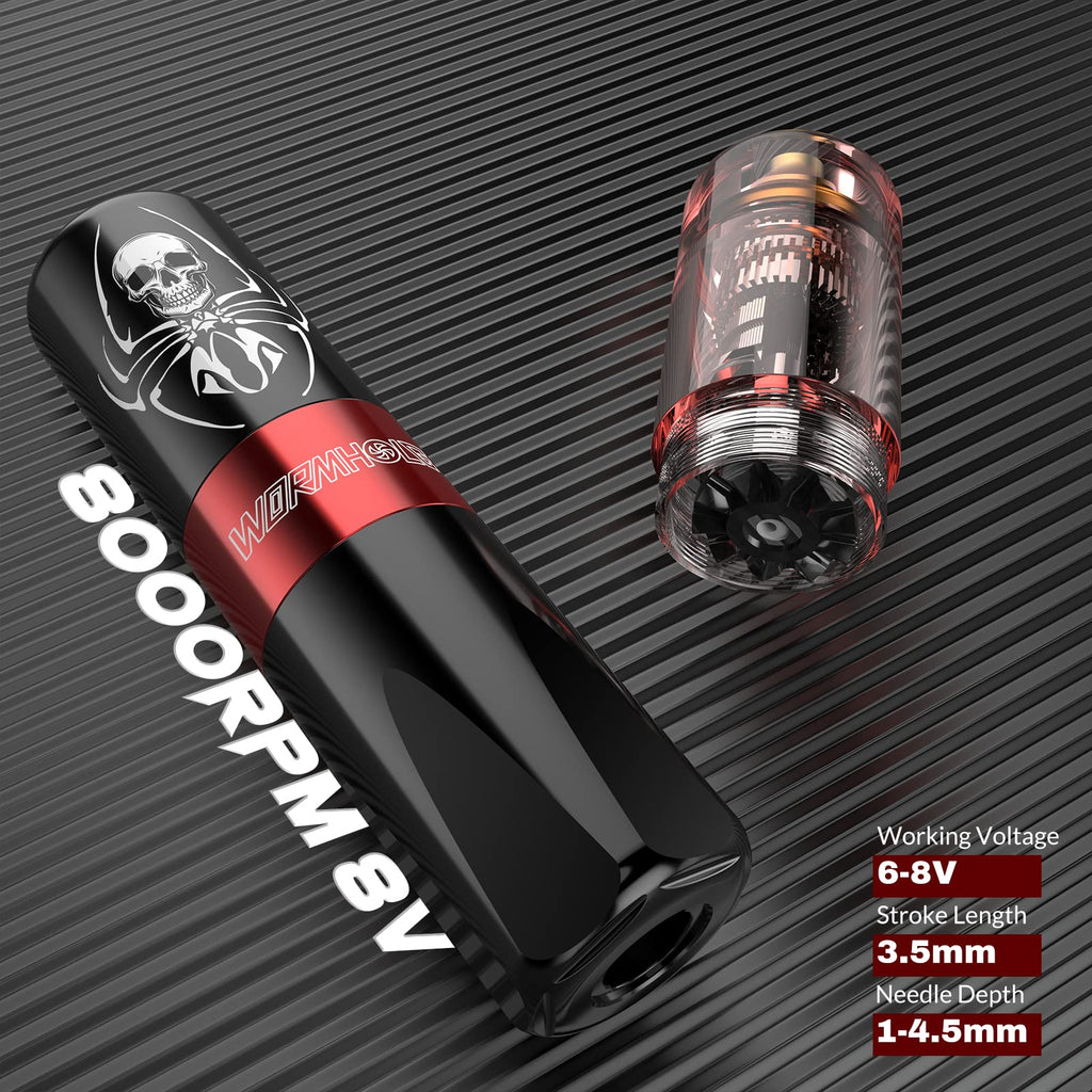 Wormhole Tattoo Kit: Complete Starter Gun Kit with 11 Inks, 10 Cartridges, Power Supply