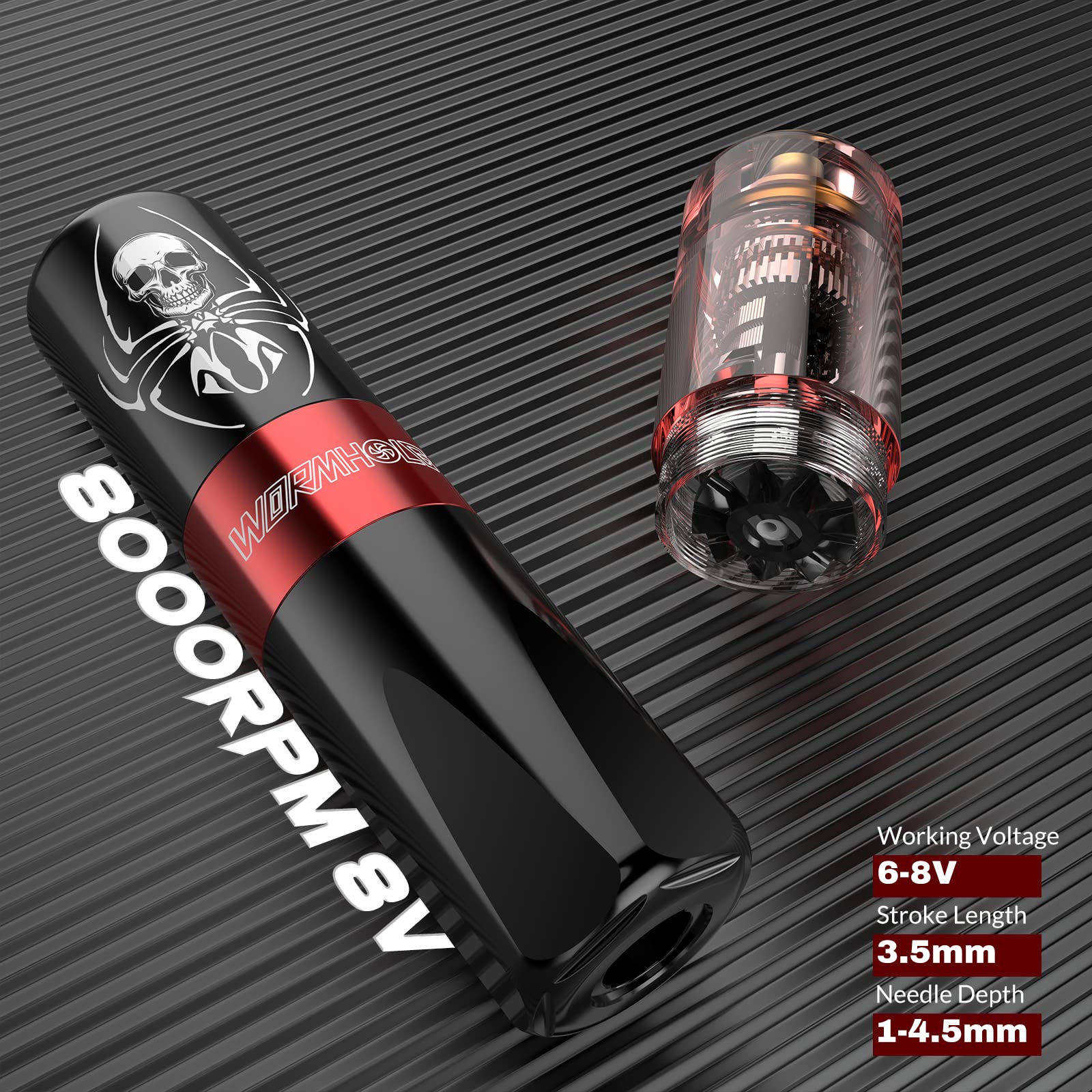 Wormhole Tattoo Kit: Complete Starter Gun Kit with 11 Inks, 10 Cartridges, Power Supply
