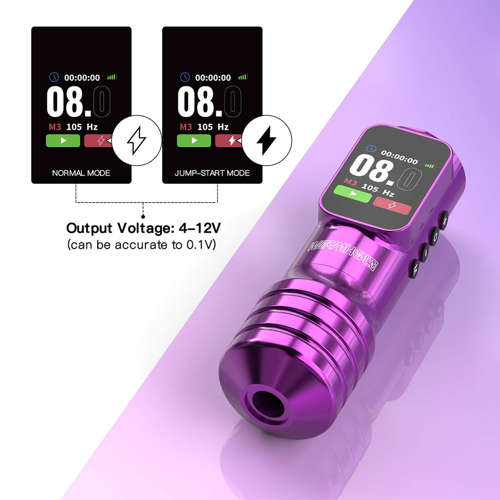 Wormhole Tattoo Wireless Tattoo Gun Kit - Aluminum Alloy, Dot Work Mode, Large Screen Display