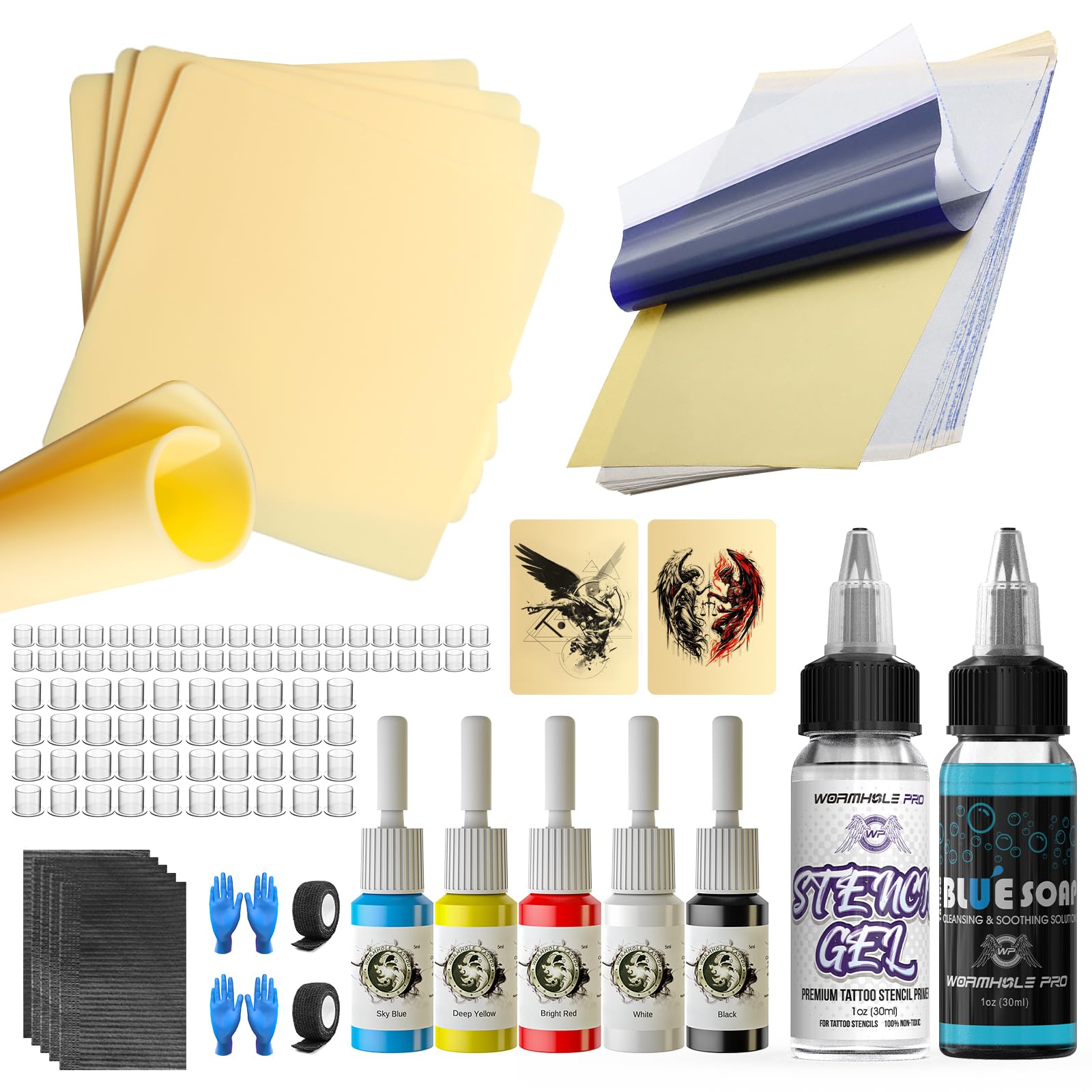 Wormhole Tattoo: 110-Piece Practice Skin Transfer Paper Kit for Beginners & Pros