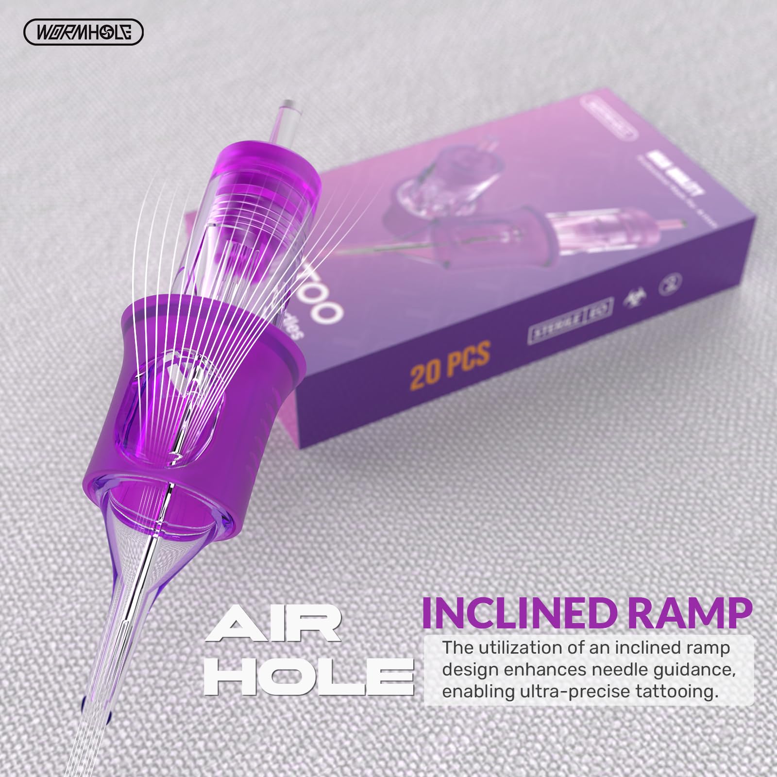 Wormhole Tattoo 20Pcs 7RS Cartridge Needles – Disposable Round Shader for Rotary Tattoo Machines