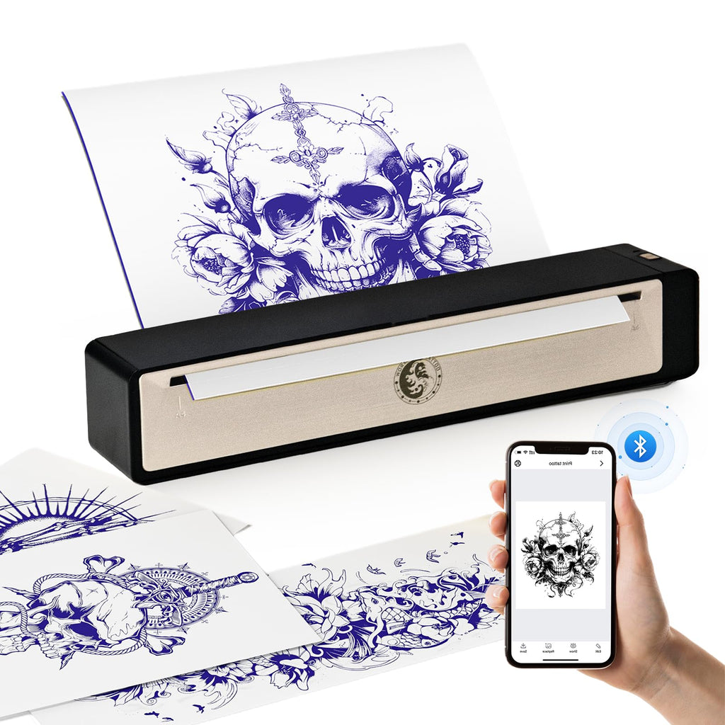 Wormhole Tattoo Stencil Printer – Wireless Bluetooth Portable Thermal Copier, 2500mAh Battery
