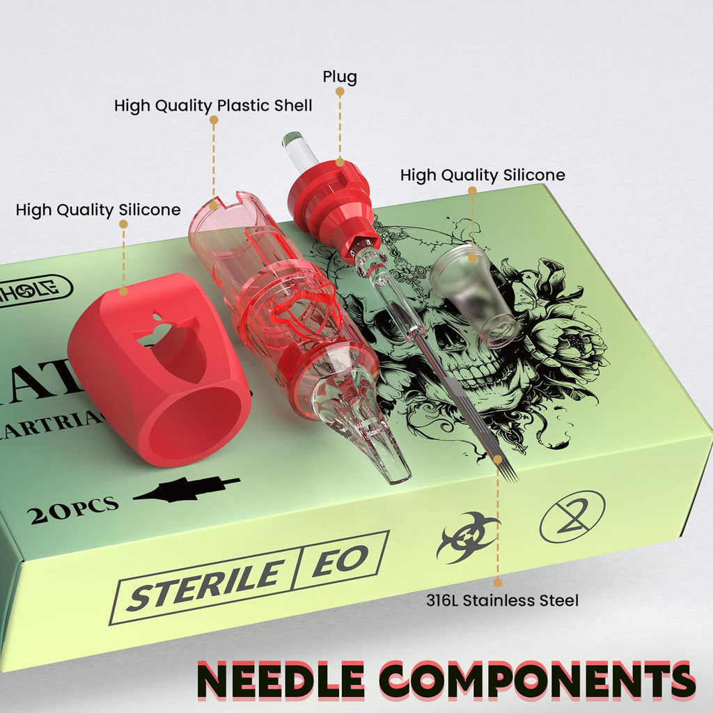 Wormhole Tattoo 1015M1 Needle Cartridges Pack – 20pcs, 3.5mm Taper, Finger Ledge Grip