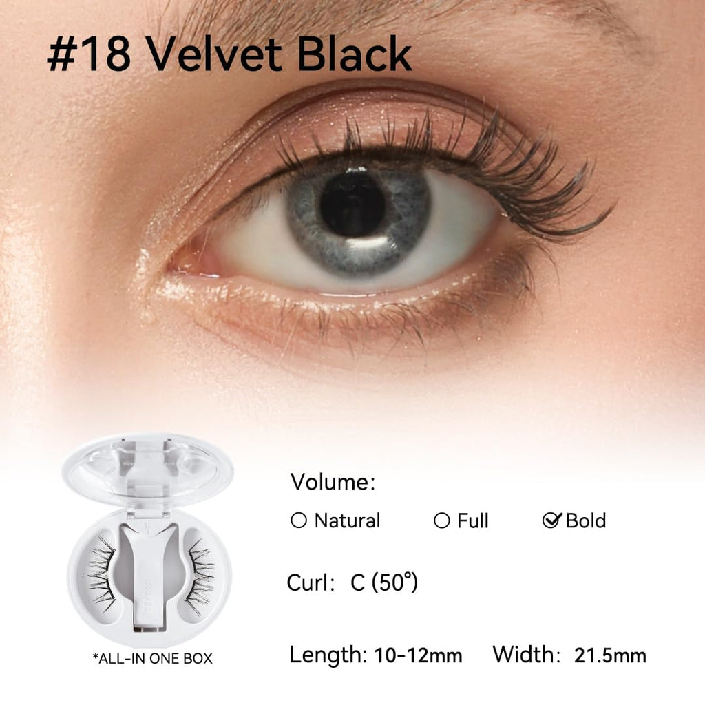 WOSADO Magnetic Eyelashes with Applicator Kit – Velvet Black (V18) | Glue-Free, Reusable
