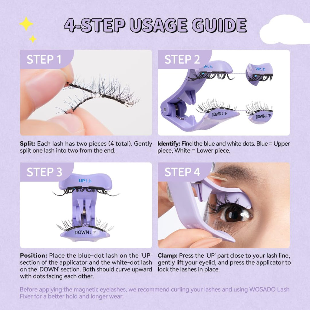 WOSADO x BearisBug Soft Magnetic Eyelashes Kit – No Glue Needed, 21.5mm Ultra Black