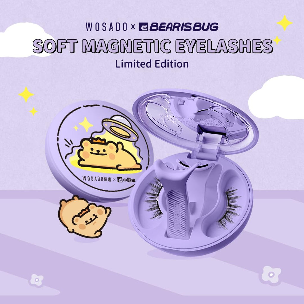 WOSADO x BearisBug Soft Magnetic Eyelashes Kit – No Glue Needed, 21.5mm Ultra Black