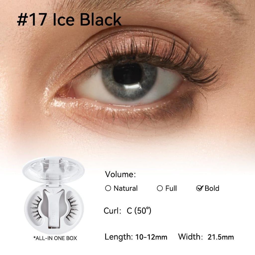 WOSADO Magnetic Eyelashes with Applicator Kit – V17 Ice Black, Glue-Free & Reusable