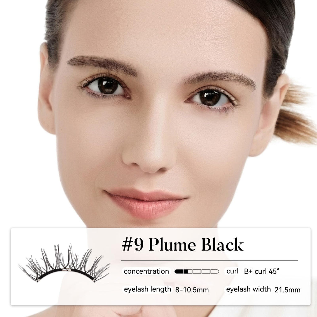 WOSADO V9 Plume Black Magnetic Eyelashes with Applicator Kit – Glue-Free & Reusable