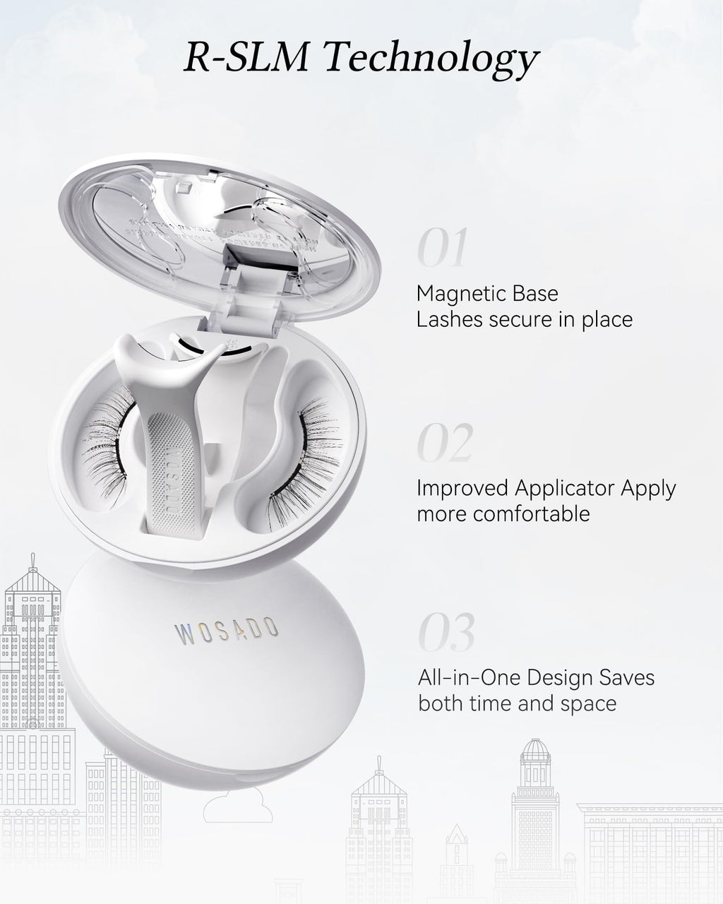 WOSADO V9 Plume Black Magnetic Eyelashes with Applicator Kit – Glue-Free & Reusable
