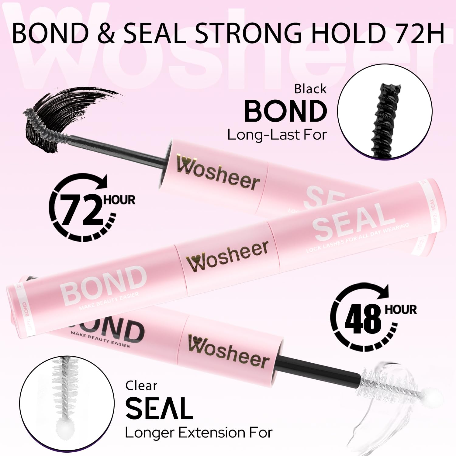 WOSHEER Lash Glue Bond & Seal – Waterproof 2-in-1 for DIY Lash Extensions