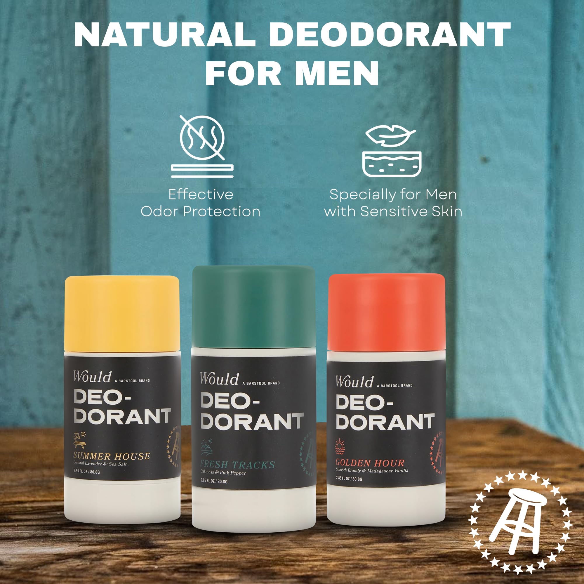 Would Aluminum Free Deodorant for Men – 2.85 Fl Oz, Oakmoss & Pink Pepper