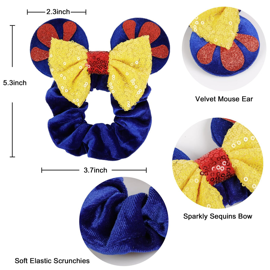 WOVOWOVO Mouse Ear Velvet Scrunchies 2-Pack – Snow White Ears for Women