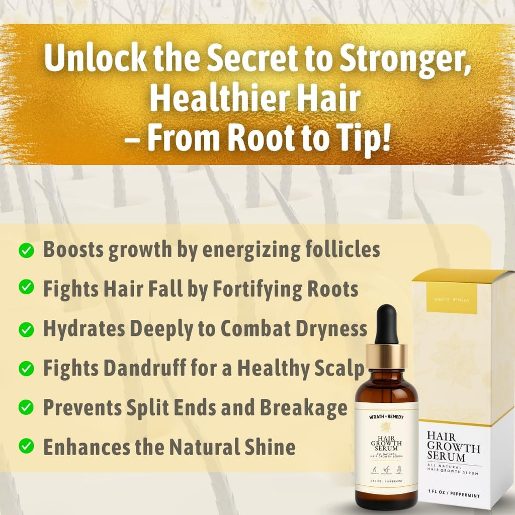 Wrath & Remedy Tricho10 Hair Growth Serum — USDA Organic, 30 ml, All Hair Types
