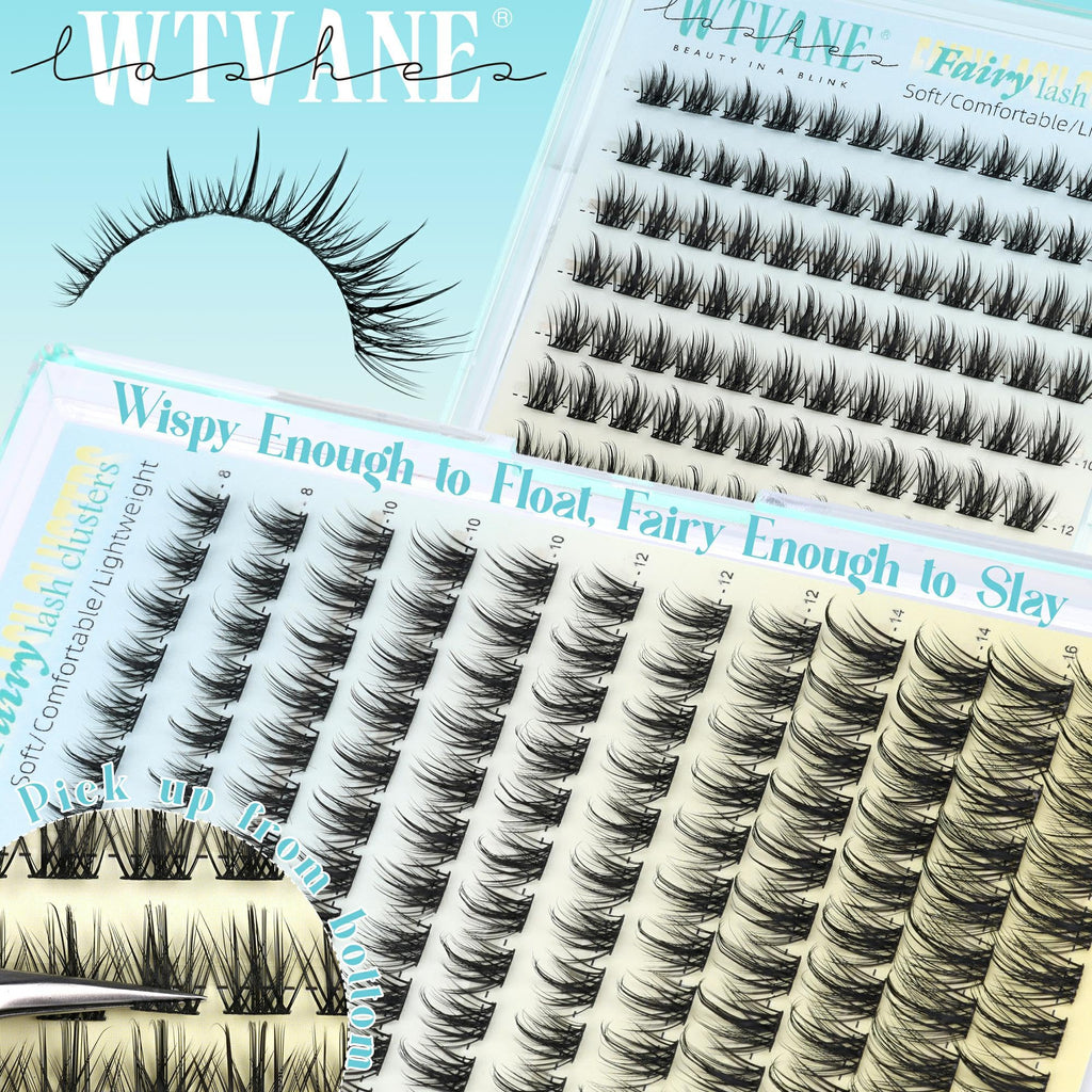Wtvane Lash Clusters Kit – Wispy Natural Manga Lashes (8-16mm)