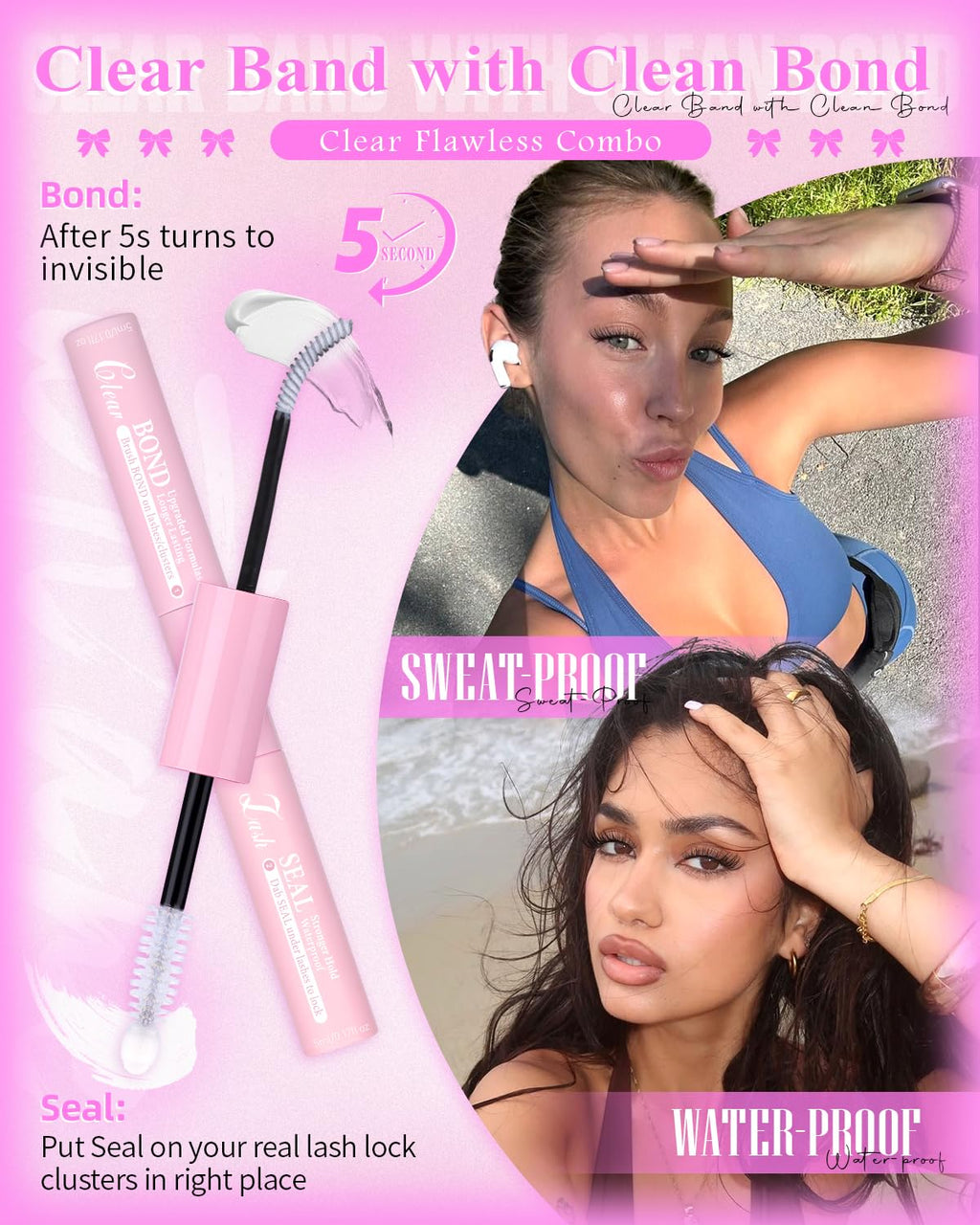 Wtvane Wispy Lash Clusters Kit Venus Invisible Band | 8-16mm Lash Extensions