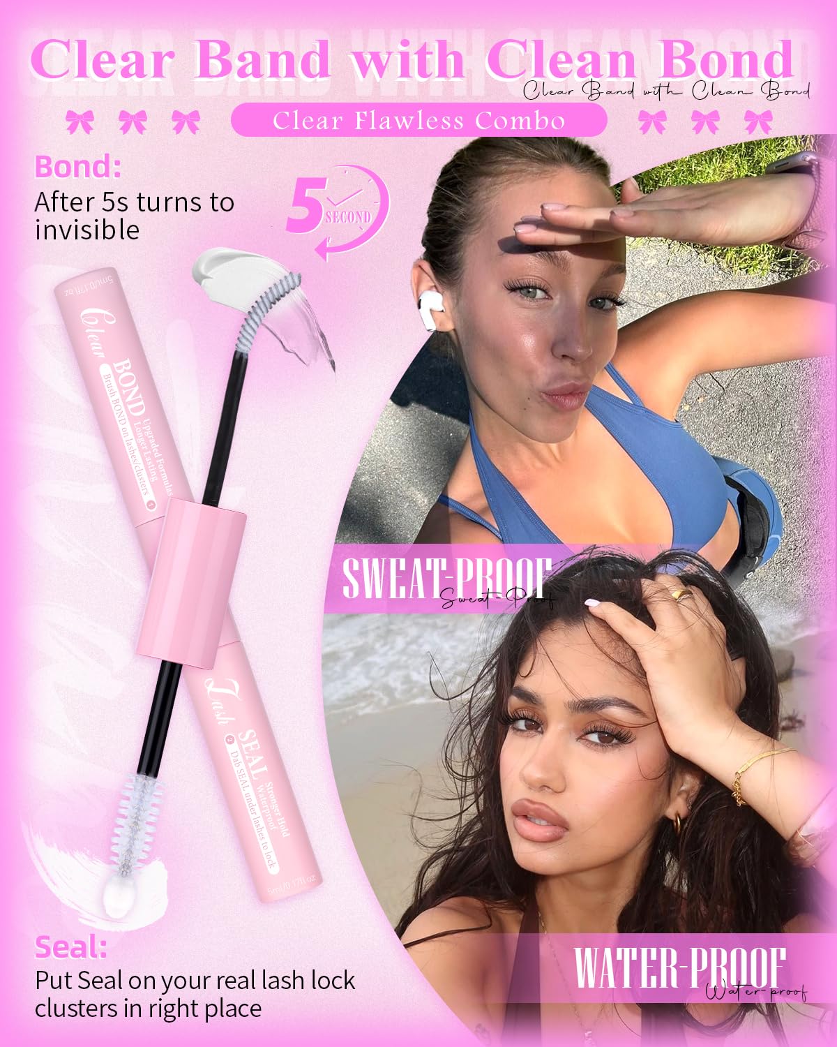 Wtvane Wispy Lash Clusters Kit Venus Invisible Band | 8-16mm Lash Extensions