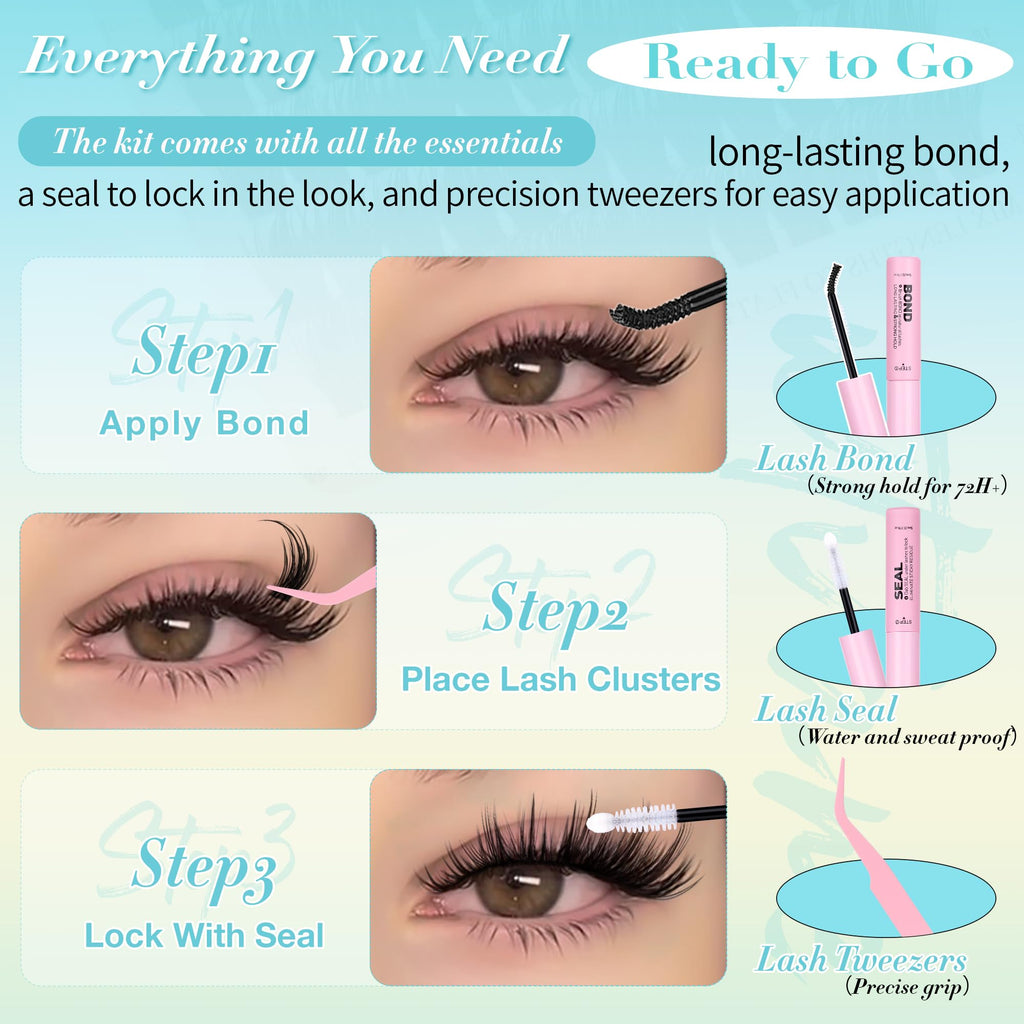 Wtvane Lash Clusters Kit – Wispy Natural Manga Lashes (8-16mm)