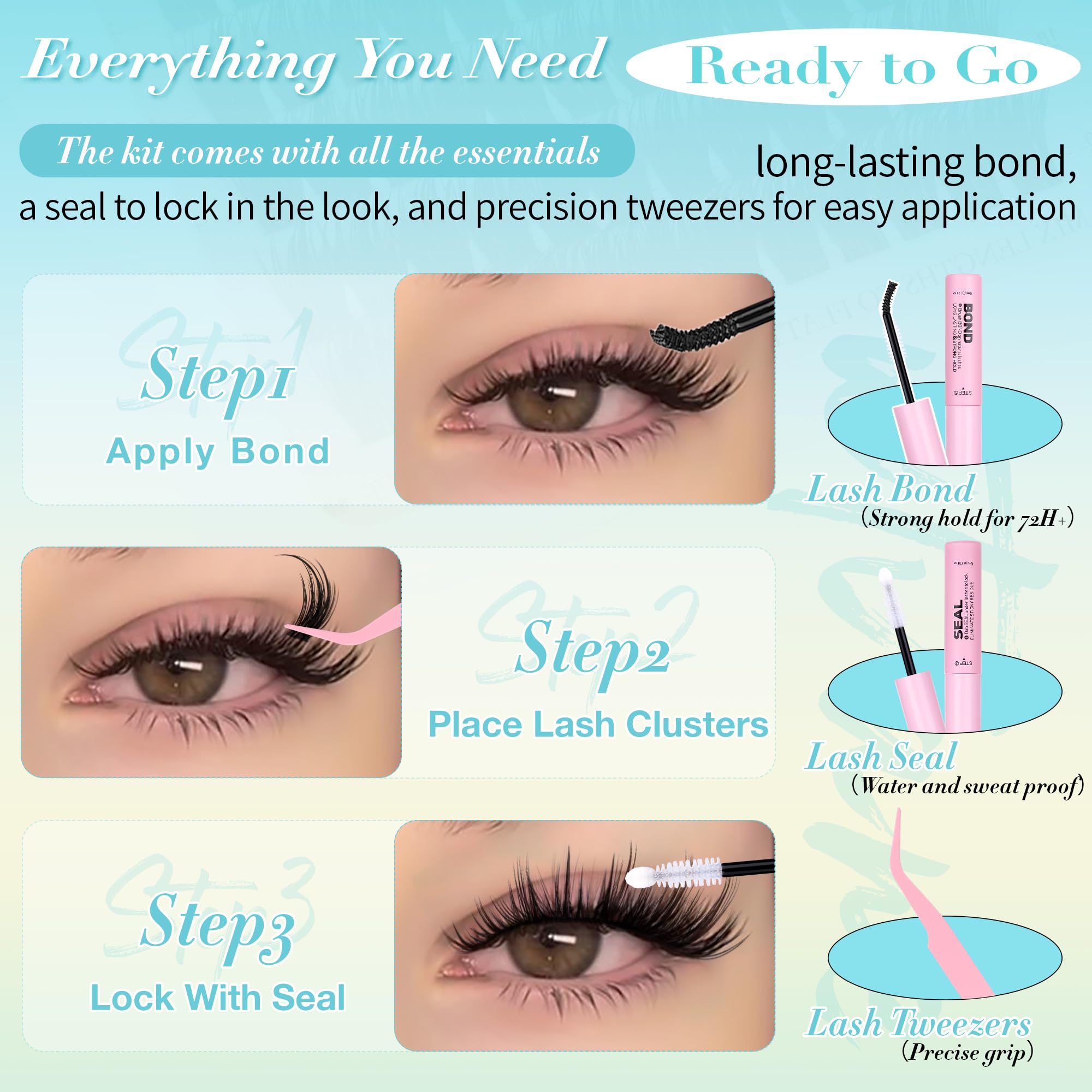 Wtvane Lash Clusters Kit – Wispy Natural Manga Lashes (8-16mm)