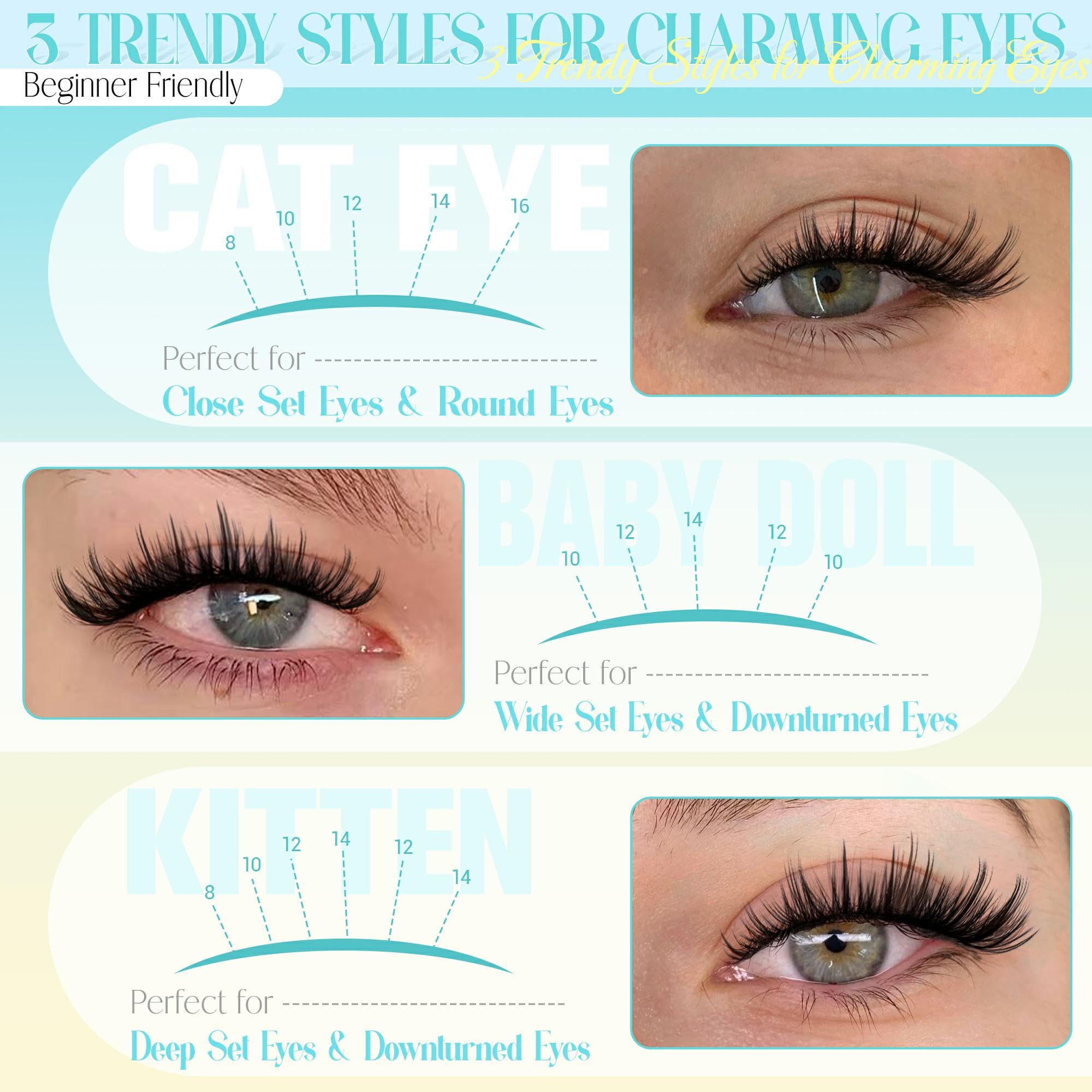Wtvane Lash Clusters Kit – Wispy Natural Manga Lashes (8-16mm)