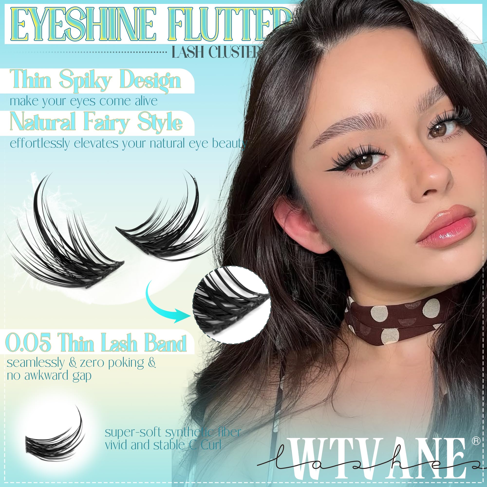 Wtvane Lash Clusters Kit – Wispy Natural Manga Lashes (8-16mm)