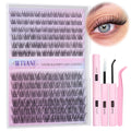 Wtvane Wispy Lash Clusters Kit – 144pcs Natural 10-16mm DIY Lash Extensions with Bond & Seal