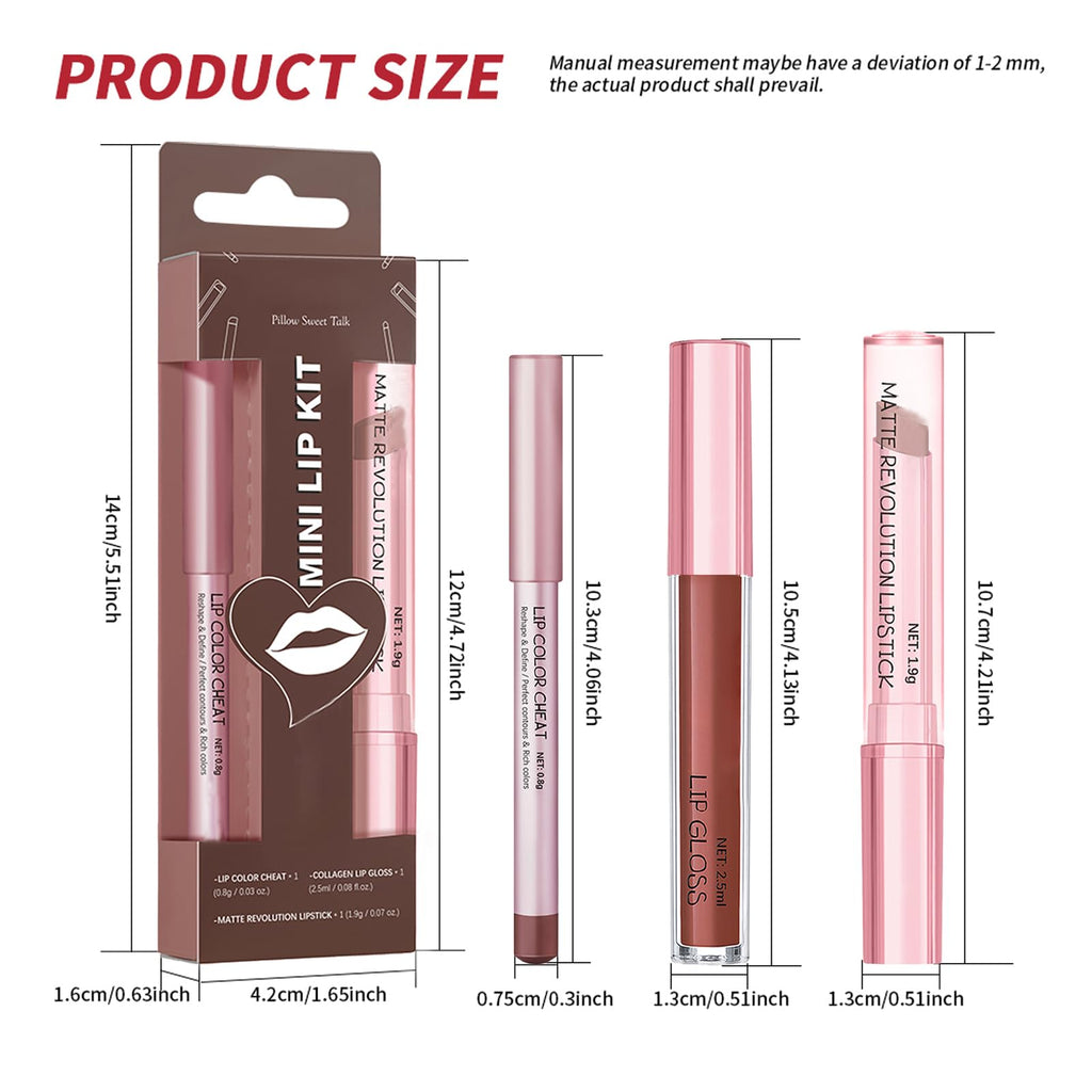 Wugbc Nude Pink Lip Kit – Matte Lipstick, Lip Liner & Gloss Set | High Pigment, Moisturizing & Long-Lasting