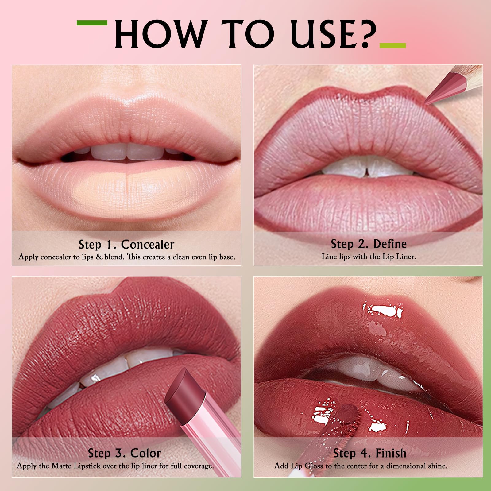 Wugbc Nude Pink Lip Kit – Matte Lipstick, Lip Liner & Gloss Set | High Pigment, Moisturizing & Long-Lasting