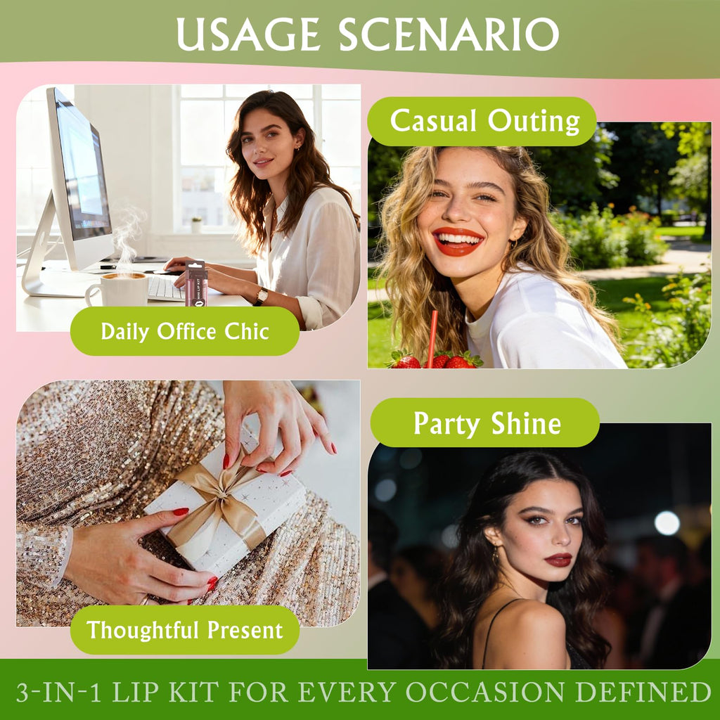 Wugbc Nude Pink Lip Kit – Matte Lipstick, Lip Liner & Gloss Set | High Pigment, Moisturizing & Long-Lasting