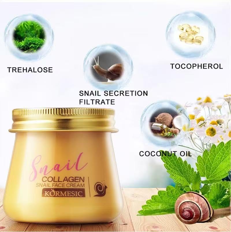 WUIAOCIT 2pcs Snail Collagen Cream – Hydrating Anti-Wrinkle Rejuvenating Moisturizer