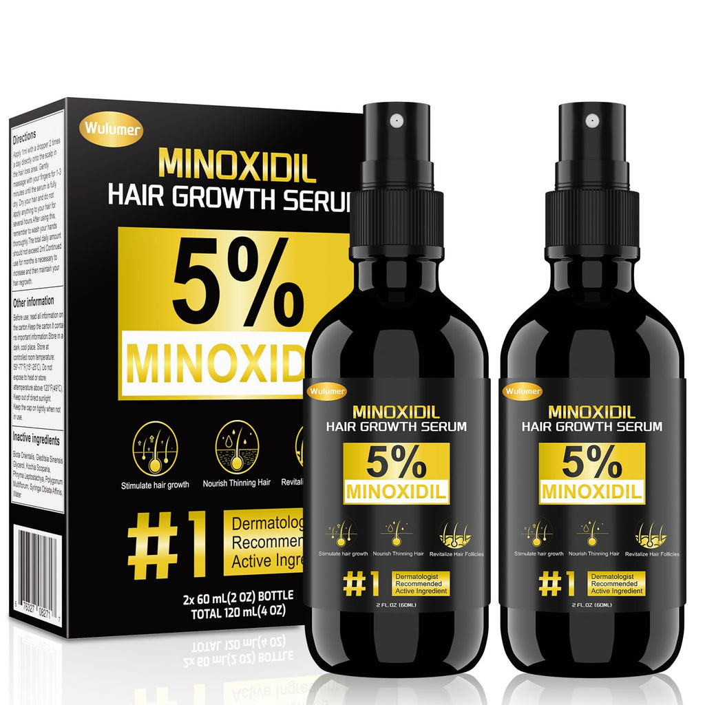 Wulumer Hair Growth Serum 5% Minoxidil for Men & Women | 2-Pack 120ml