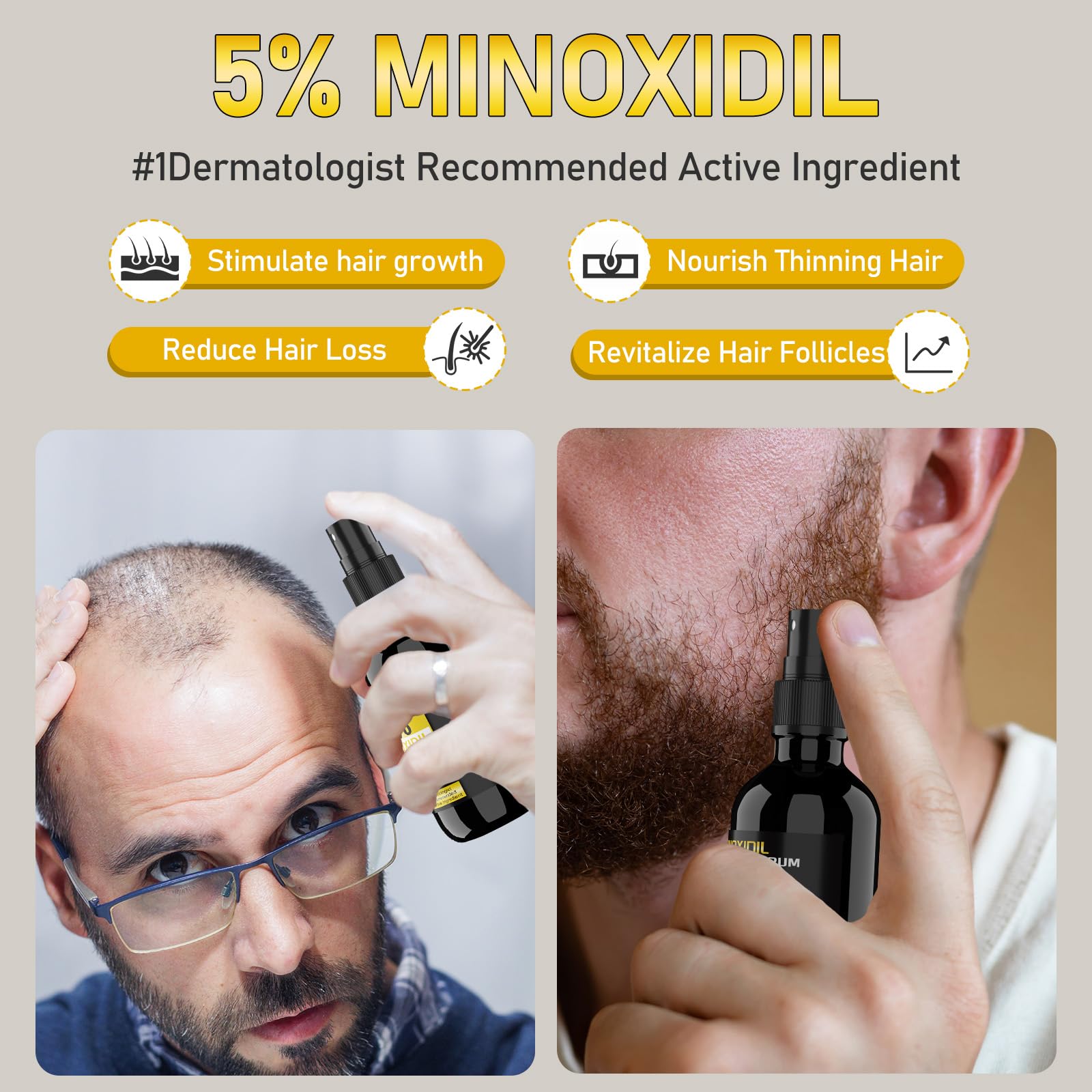 Wulumer Hair Growth Serum 5% Minoxidil for Men & Women | 2-Pack 120ml