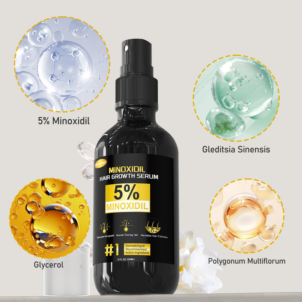 Wulumer Hair Growth Serum 5% Minoxidil for Men & Women | 2-Pack 120ml