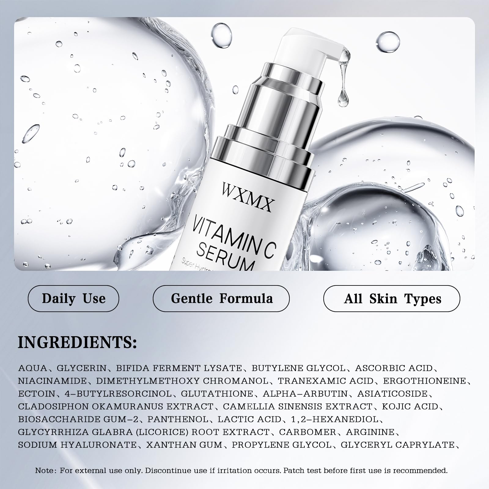WXMX Super C Serum for Mature Skin | Hydrating Vitamin C + Hyaluronic Acid | 1 fl oz