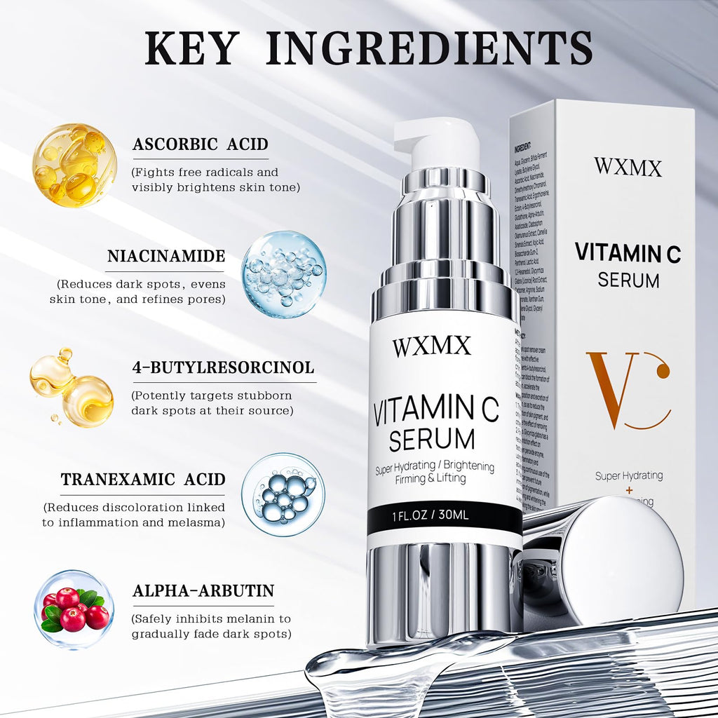 WXMX Super C Serum for Mature Skin | Hydrating Vitamin C + Hyaluronic Acid | 1 fl oz