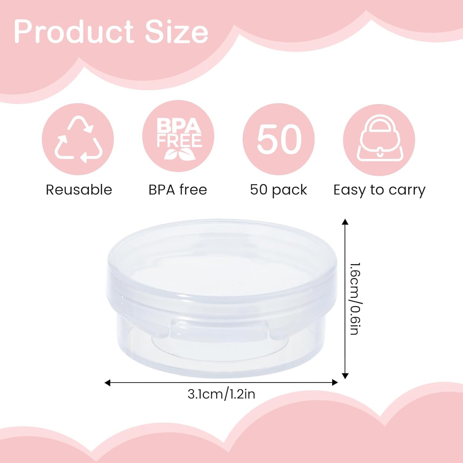 WXOIEOD 50 Pieces Small Sample Containers – 5 g Makeup Jars with Lids, Clear Plastic Bulk
