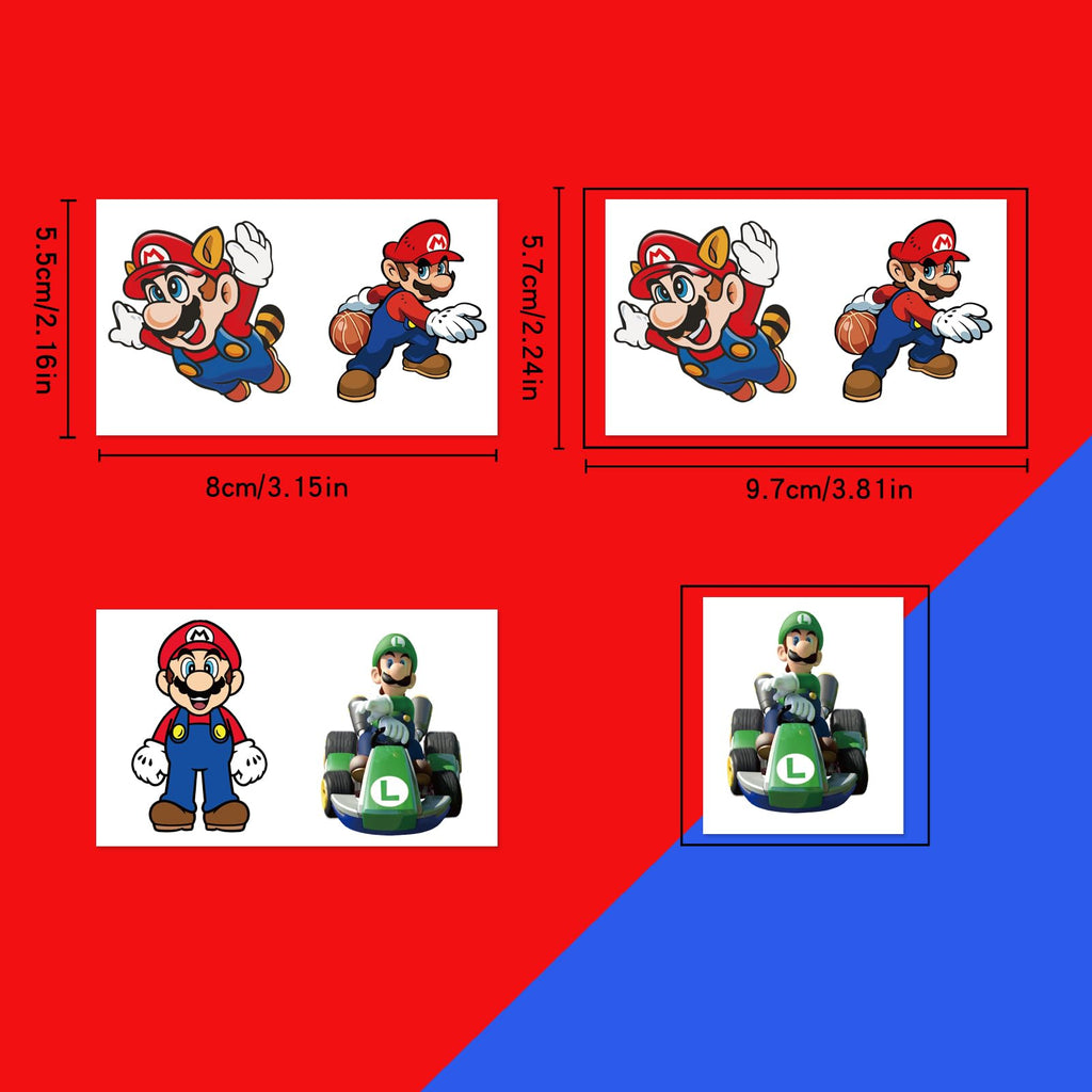 WYKDAG Mario Temporary Tattoos – 100 Sheets for Birthday Party Favors