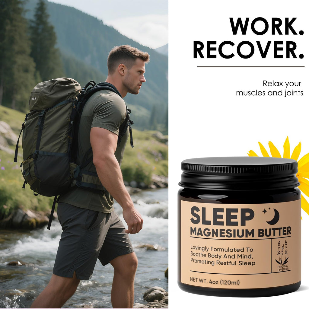 WZI Magnesium Butter for Sleep – Magnesium Cream with Shea & Mango Butter, Lavender (4oz)