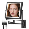 WZRUA Wall Mounted Lighted Vanity Mirror with 1X/10X Magnification - 3 Color Lights & 360° Swing Arm