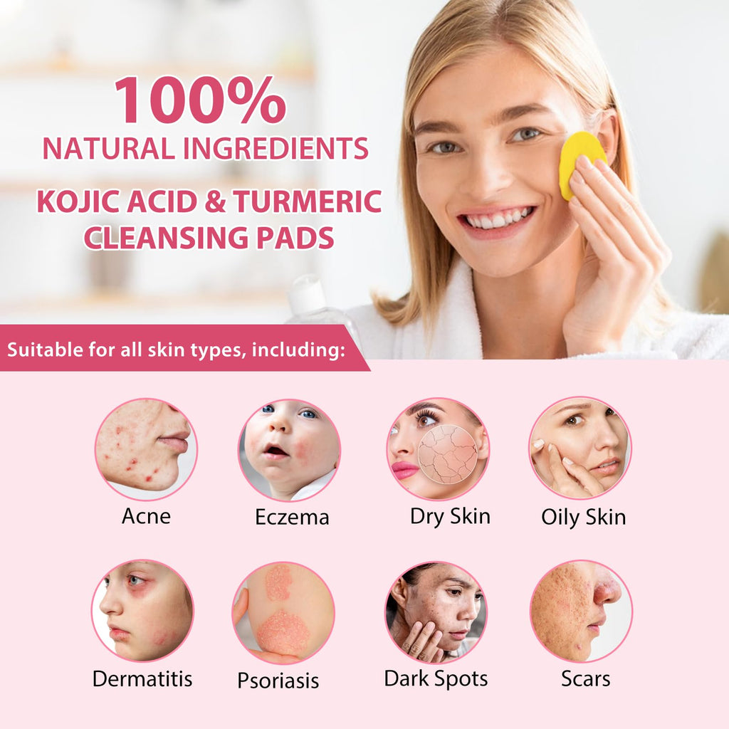 Xaarty 2Pack Turmeric Kojic Acid Cleansing Pads – Balance Oil & Hydration, Exfoliate & Refresh, 80 PCS