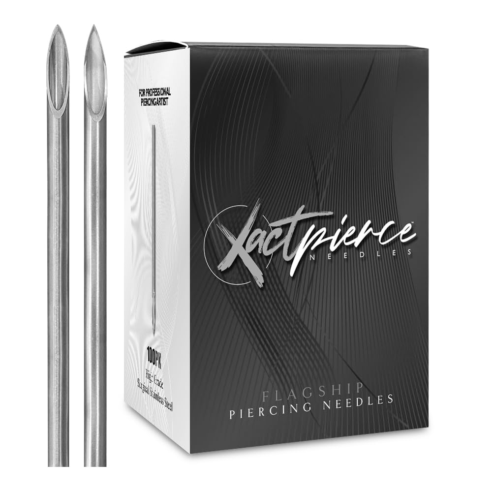 XACTpierce 12G Piercing Needles – Professional Hollow Needles, US Silicone Coated, 304 Stainless Steel