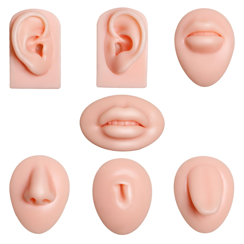 Xcake Lcook Silicone Piercing Practice Model Set – 7 Pcs for Mouth, Nose, Ear, Tongue, Belly Button