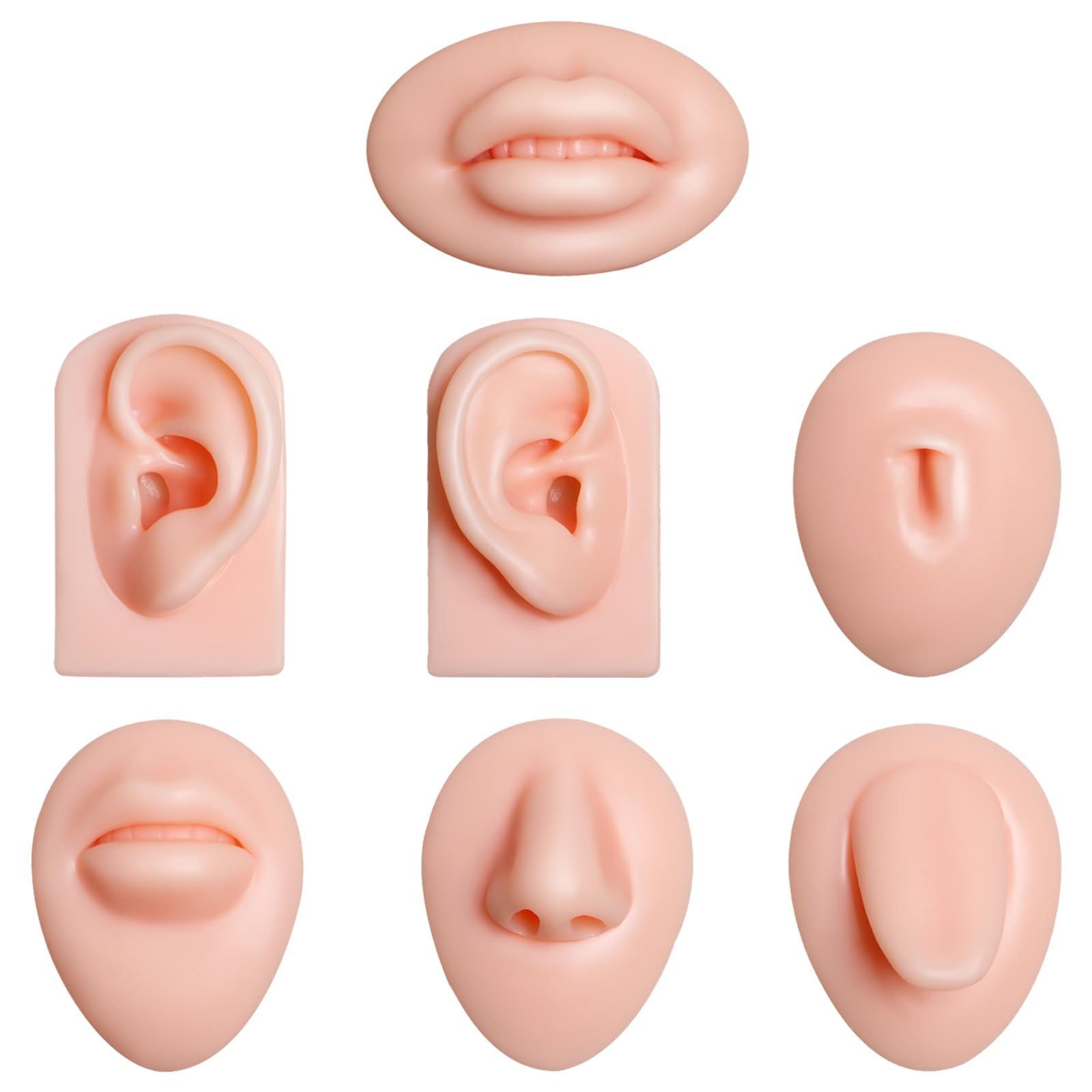 Xcake Lcook Silicone Piercing Practice Model Set – 7 Pcs for Mouth, Nose, Ear, Tongue, Belly Button