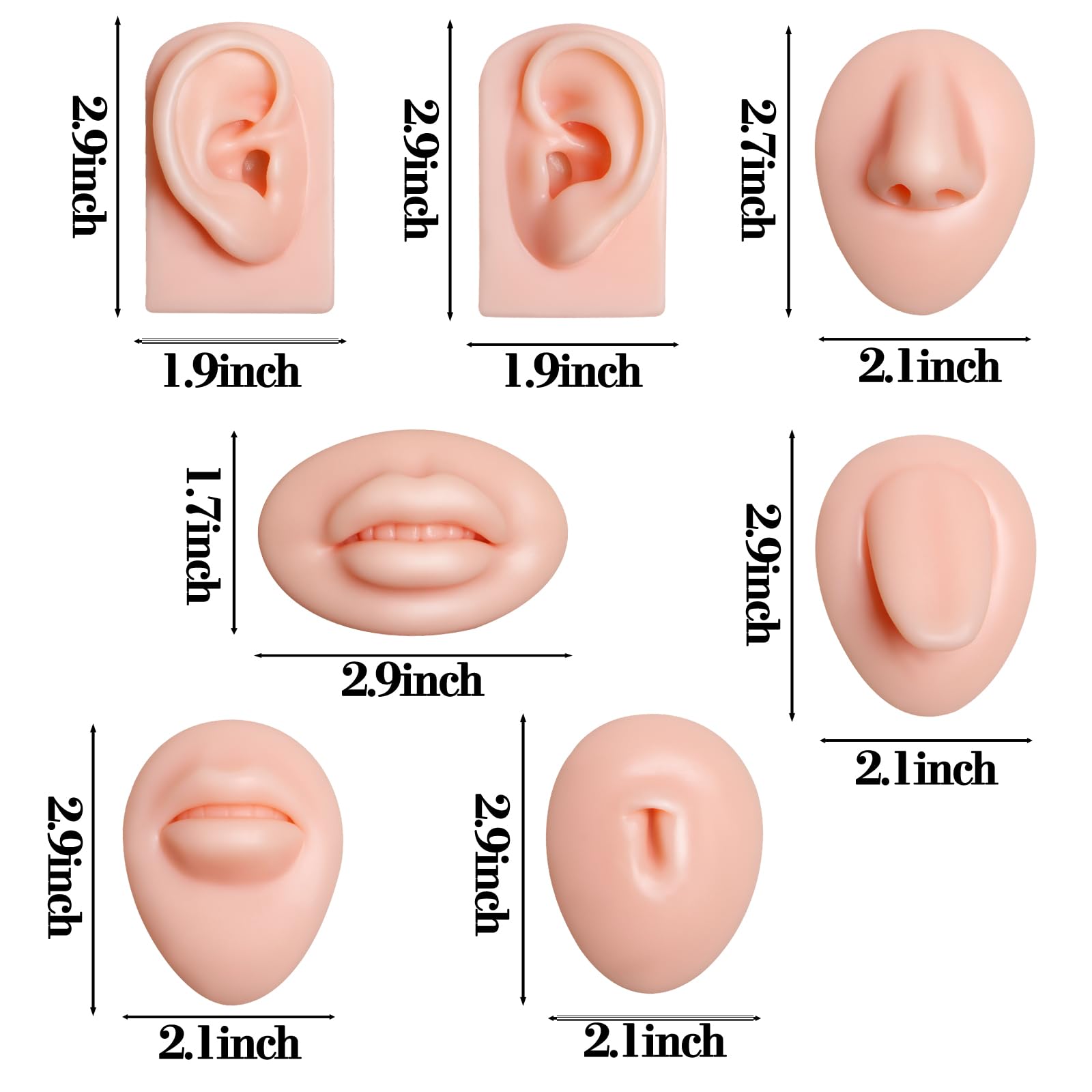 Xcake Lcook Silicone Piercing Practice Model Set – 7 Pcs for Mouth, Nose, Ear, Tongue, Belly Button