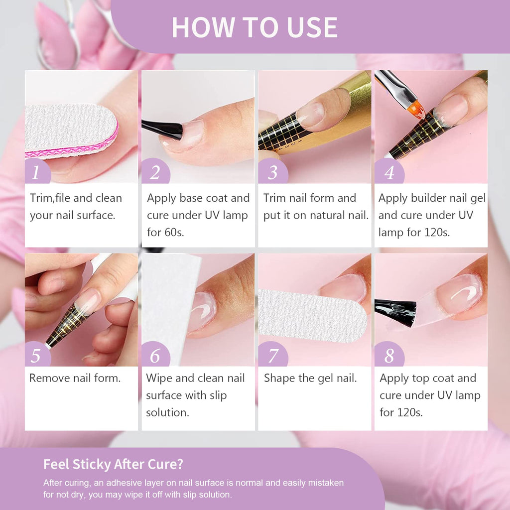 X&D Poly Gel Nail Kit: 5 Colors, Dual Forms, Brush & File Set