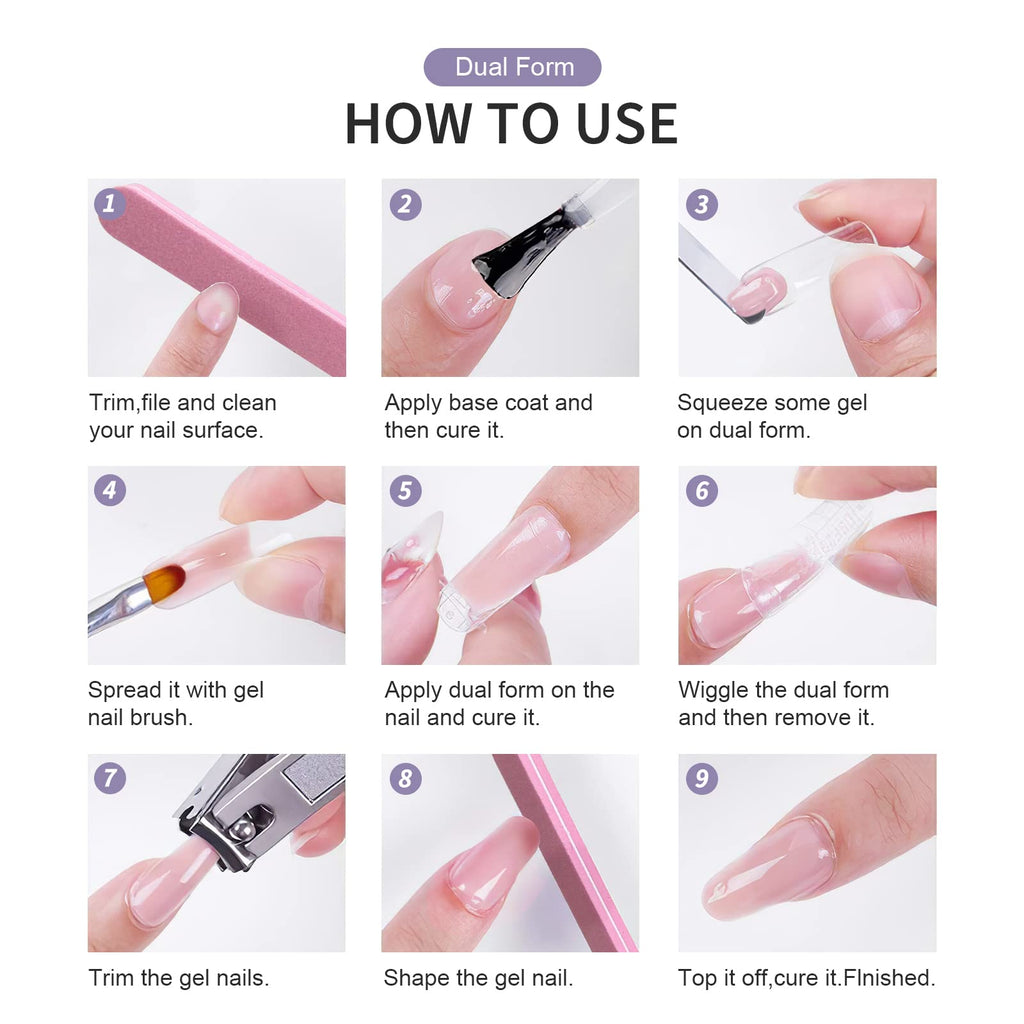 X&D Poly Gel Nail Kit 5 Colors — Natural-Look Nail Extensions & Art
