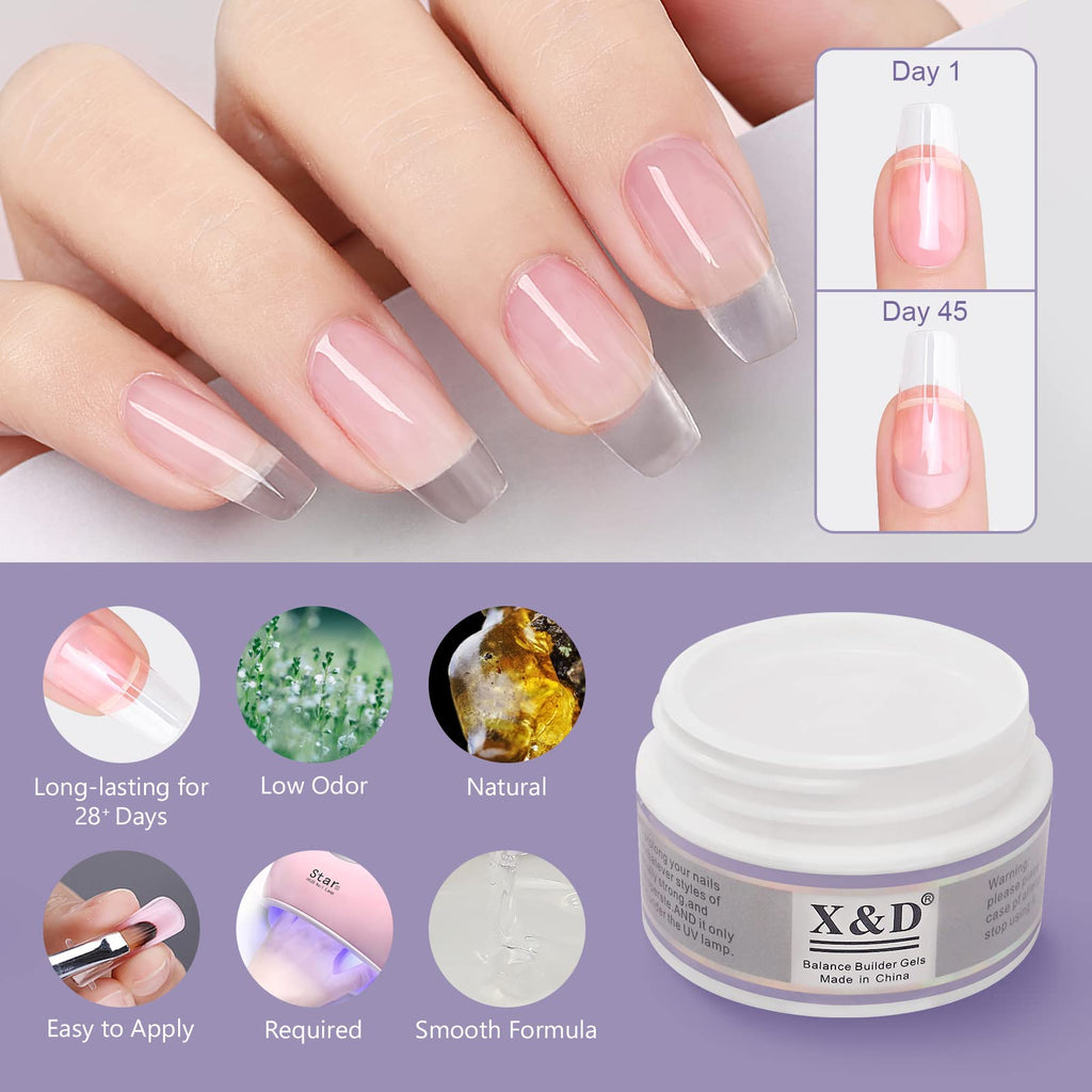 X&D Poly Gel Nail Kit 5 Colors — Natural-Look Nail Extensions & Art