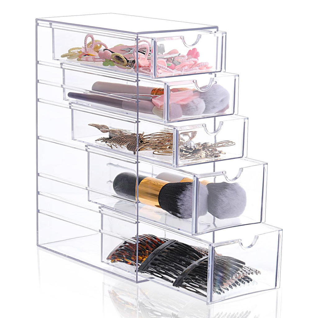 Xelsluthe 5-Drawer Clear Acrylic Hair Accessories Organizer – Spacious 25.5 x 17.5 x 10.5 cm